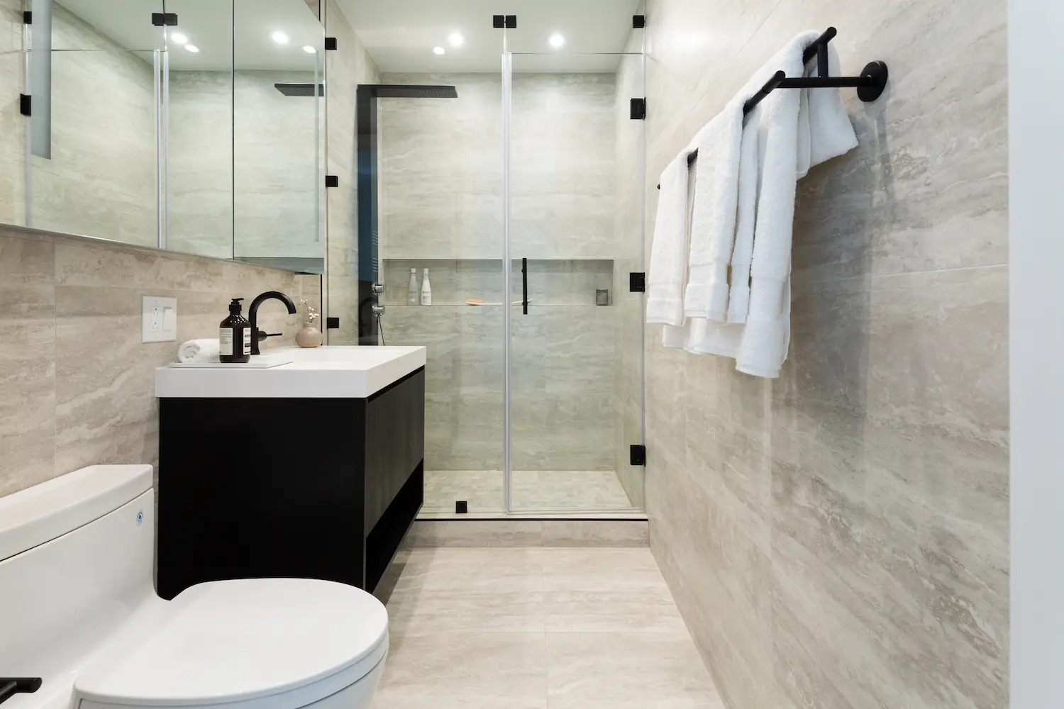 Finished bathroom at the Atlantic Building